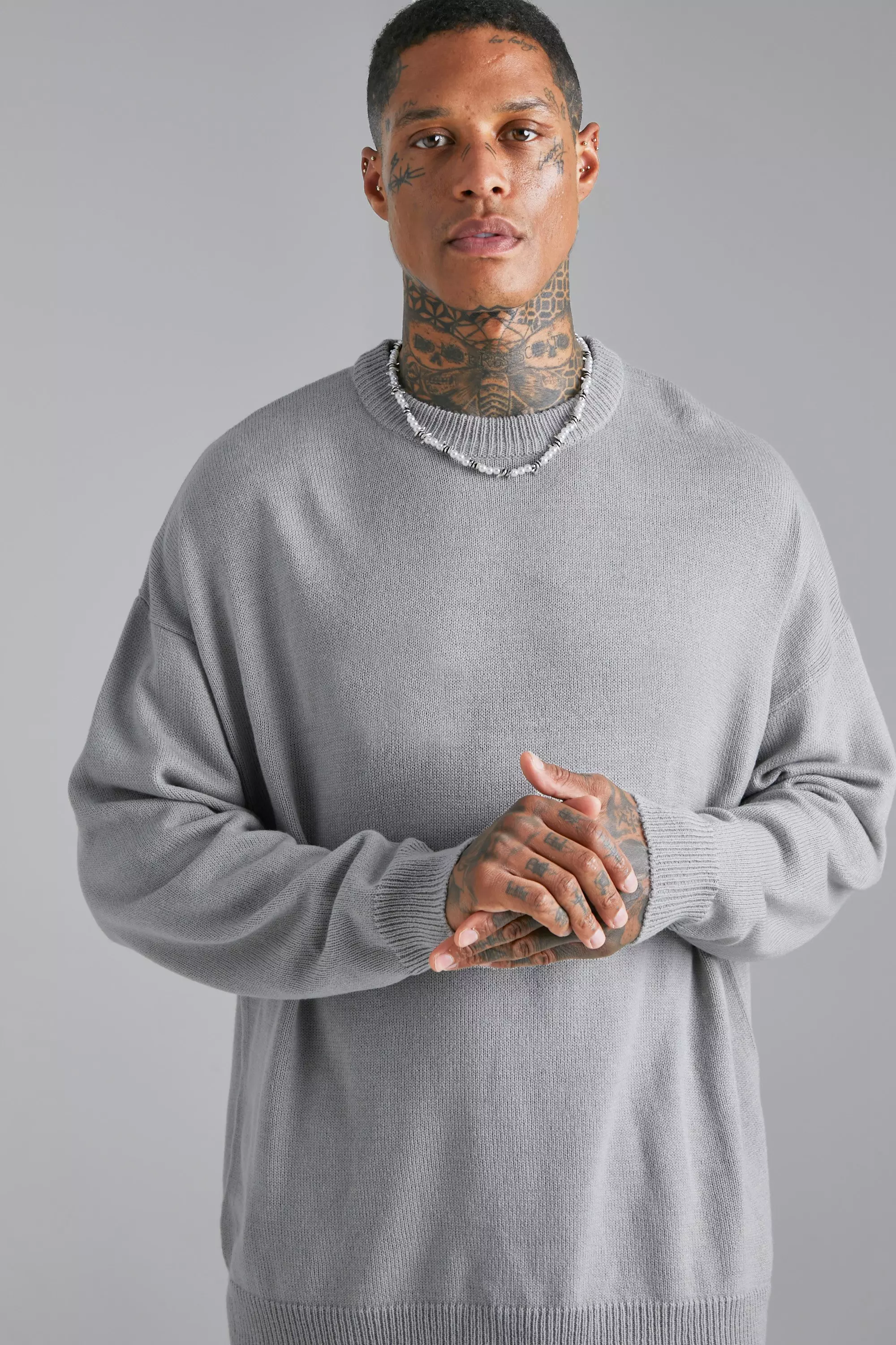 Oversized grey jumper clearance mens